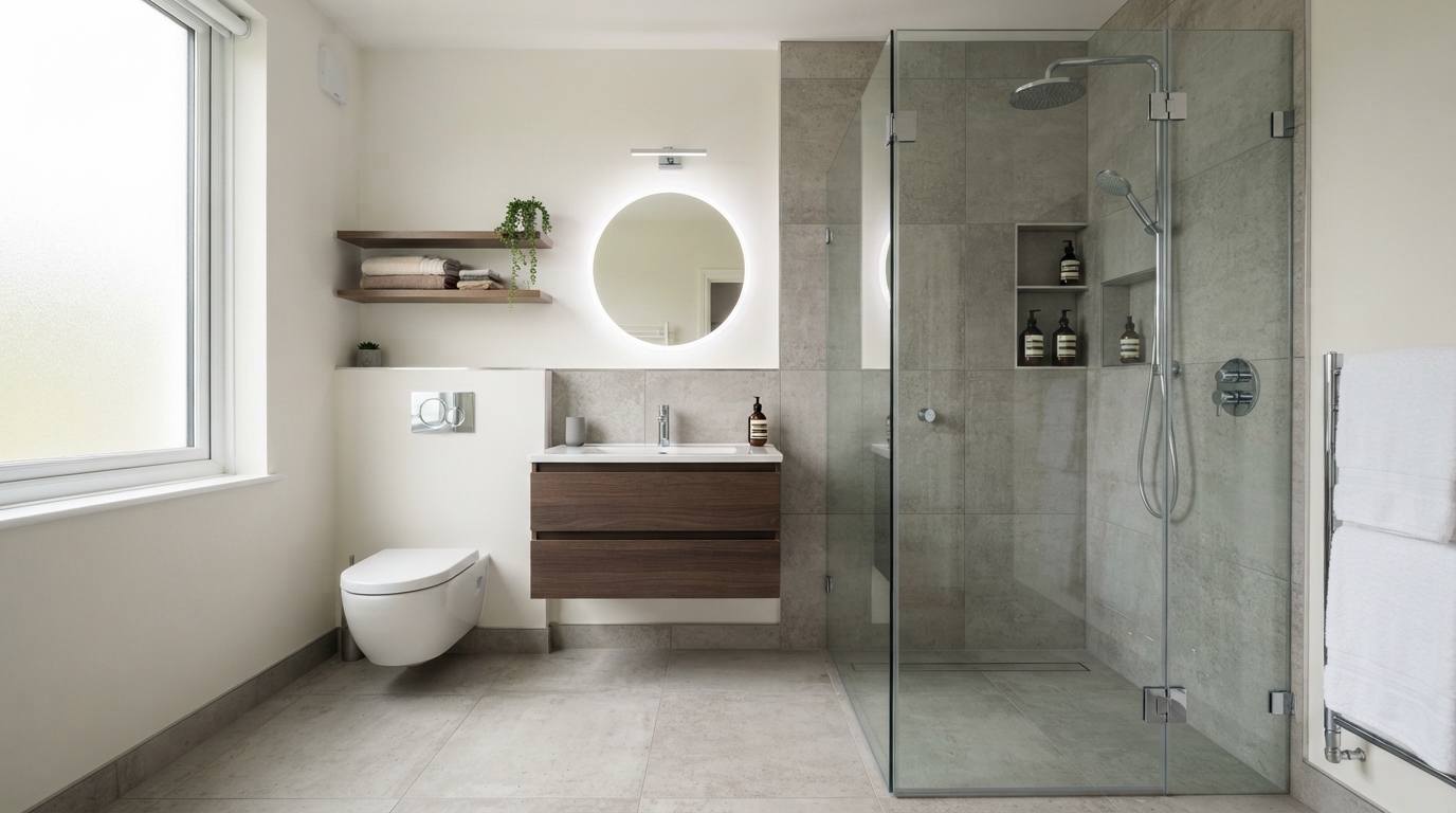 Douche à l'italienne dans une salle de bain moderne